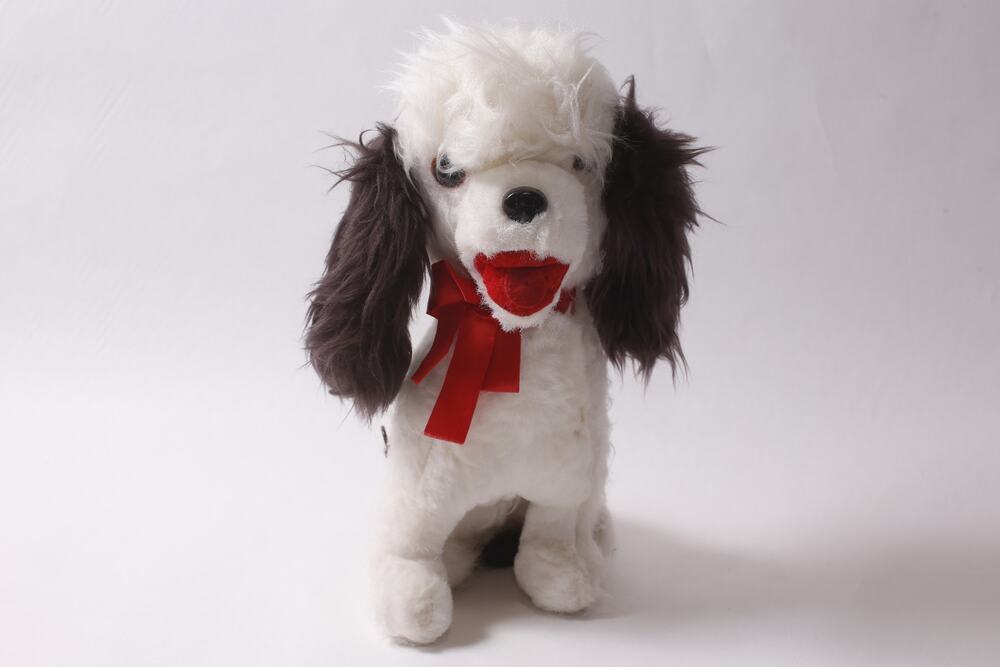 Vintage Rushton Poodle Plush Wind-up White and Brown Toy Dog ~ 260622-WH 1284